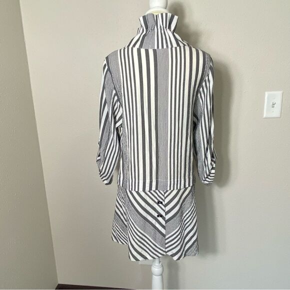 Vintage Moonlight Asymmetrical Striped Button Front Tunic Blouse Women's Size M. - Picture 2 of 16